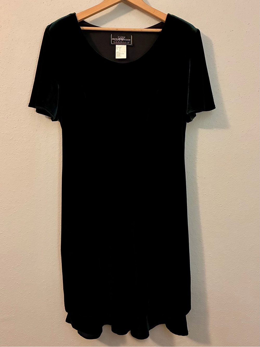 Vintage Molly Malloy Evening Forest Green Velvet Dress Size 10